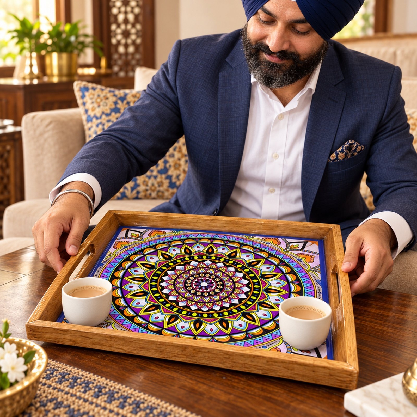 Click to zoom 12" Square Tray, shown in use
