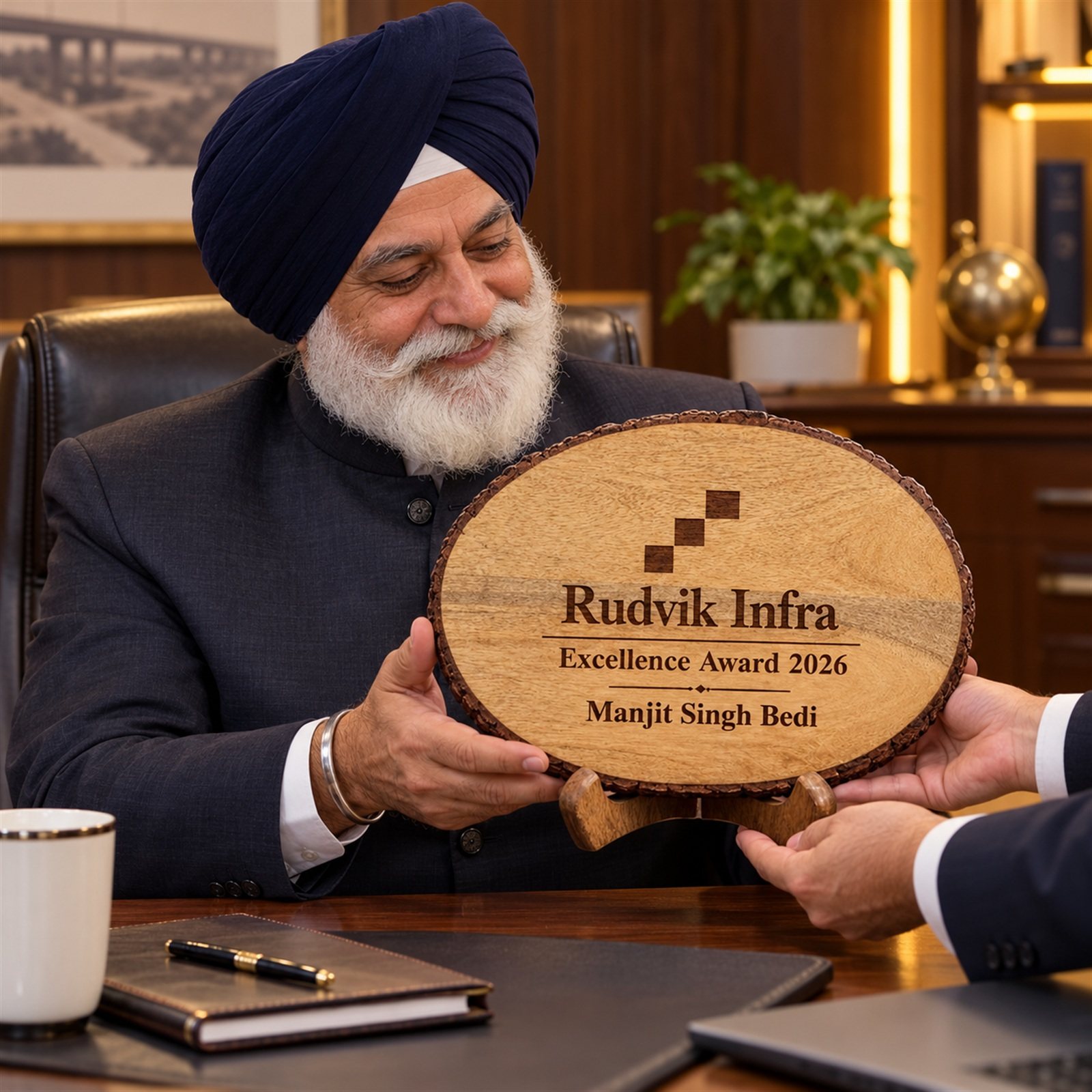 Oval Bark-Edge Award Shield with Stand, customised with a company logo