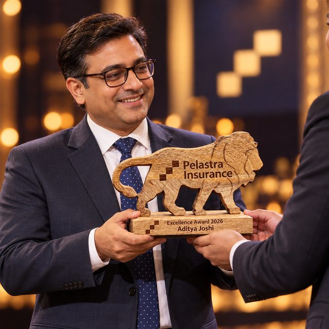 Lion Cut-Out Wooden Trophy, customised with a company logo