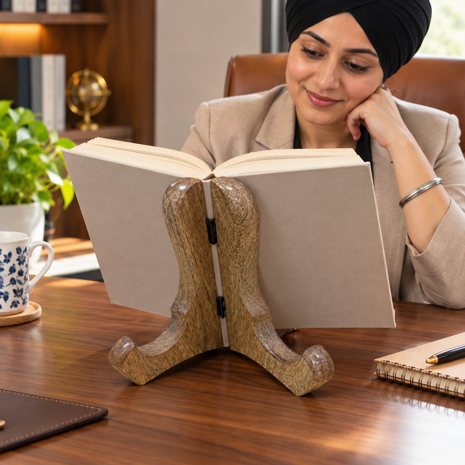 Click to zoom Mango Wood Stand, shown in use