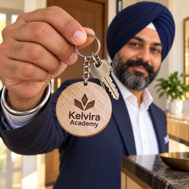 Steamed Beech Wood Keychain, shown in use