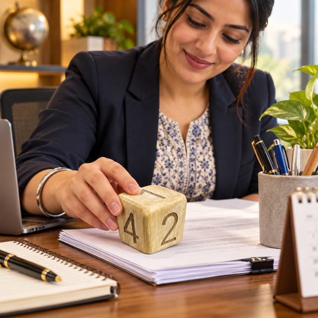 Wooden Paperweight, Square, shown in use