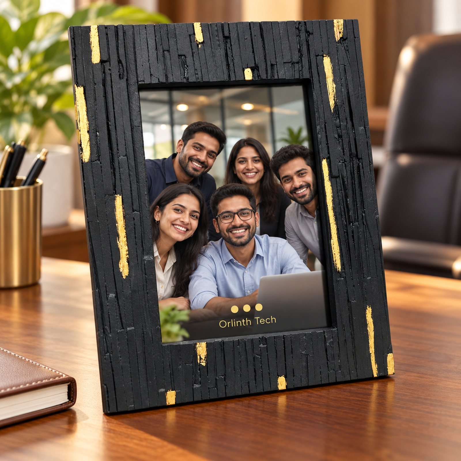 Click to zoom Wooden Photo Frame, Rustic, shown in use