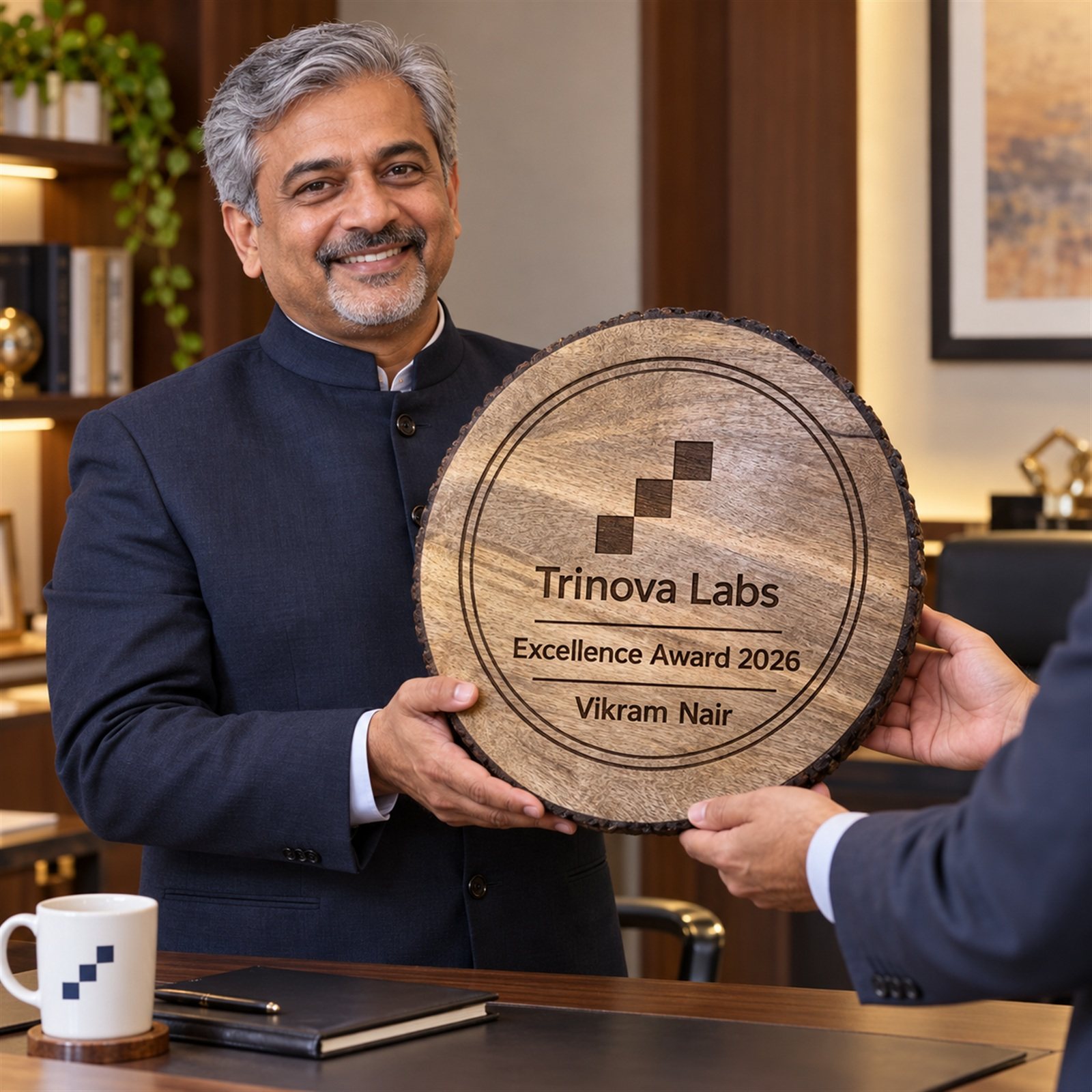 Click to zoom Large Round Mango Wood Engraved Shield, customised with a company logo