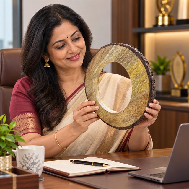 Medium Bark-Edge Wooden Ring Blank, customised with a company logo