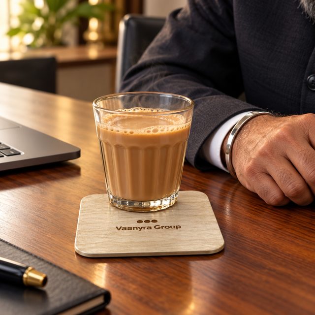 Plywood Coaster, shown in use