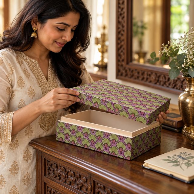 MDF Gift Box, Light, shown in use