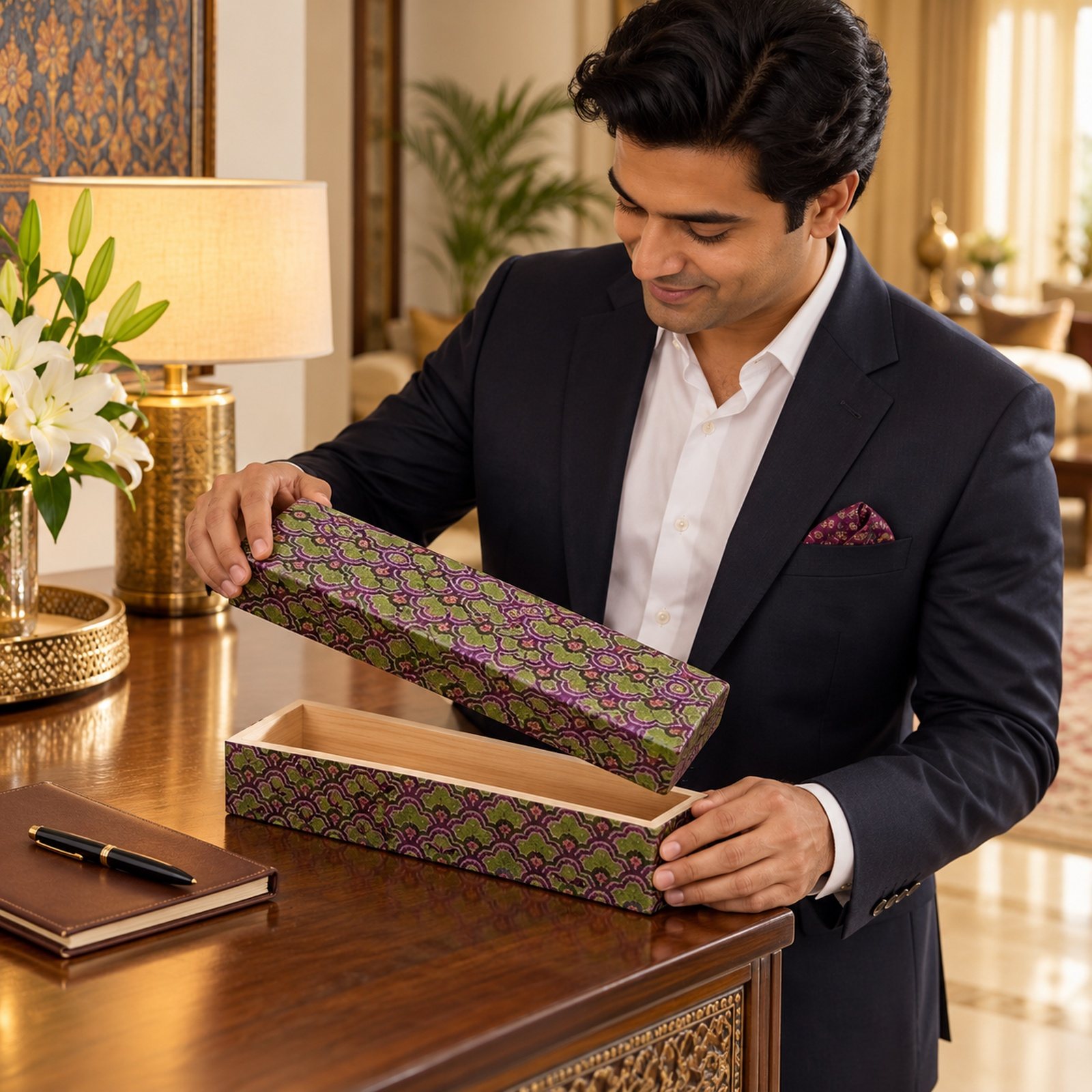 Click to zoom MDF Gift Box, Rounded, shown in use