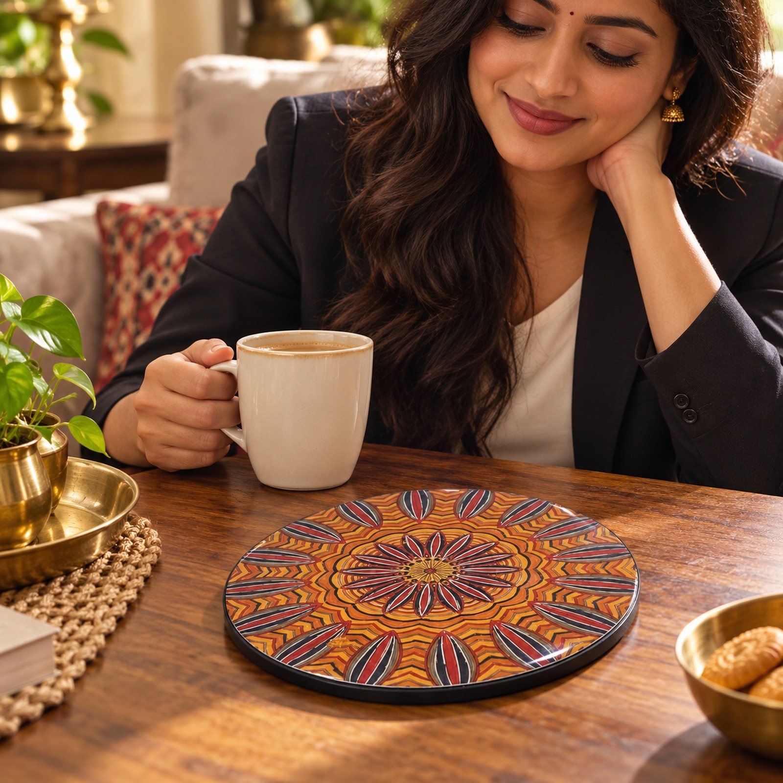 Click to zoom MDF Printed Trivets, Light, shown in use