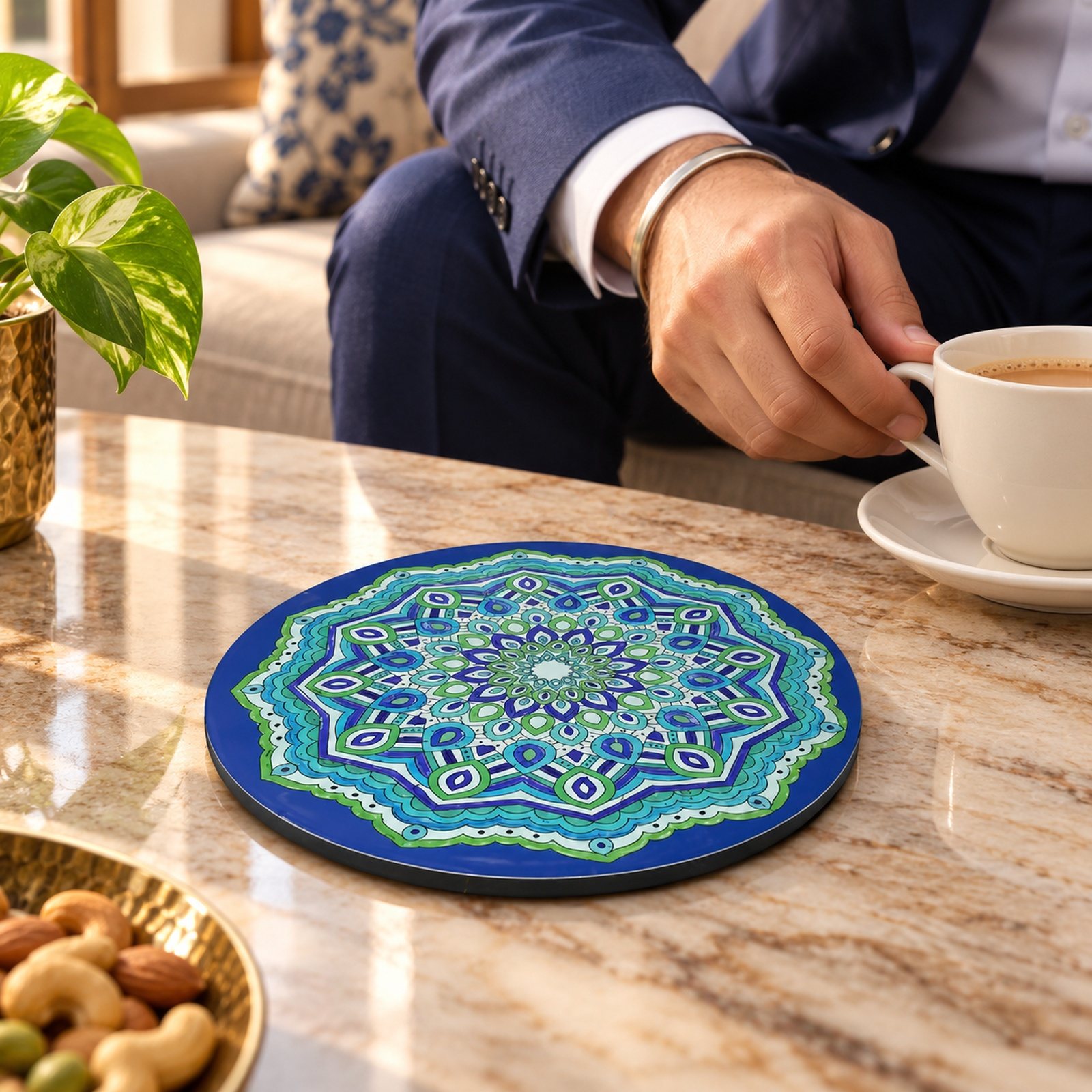 Click to zoom MDF Printed Trivets, Design 3, shown in use