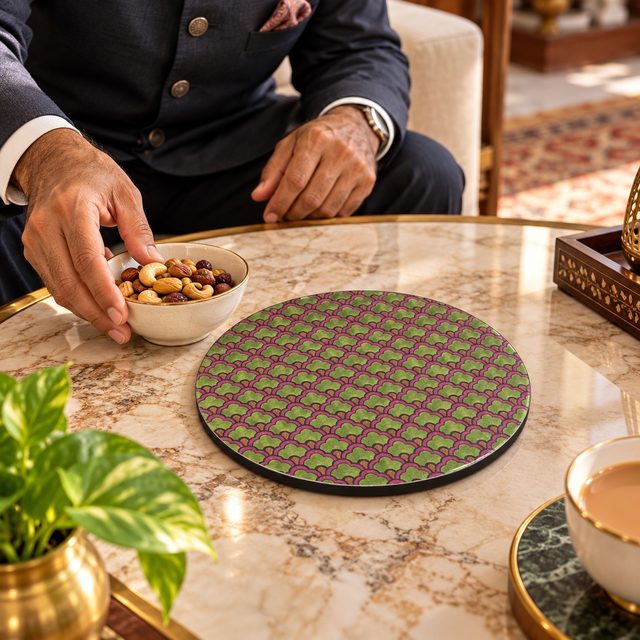 MDF Printed Trivets, Design 6, shown in use