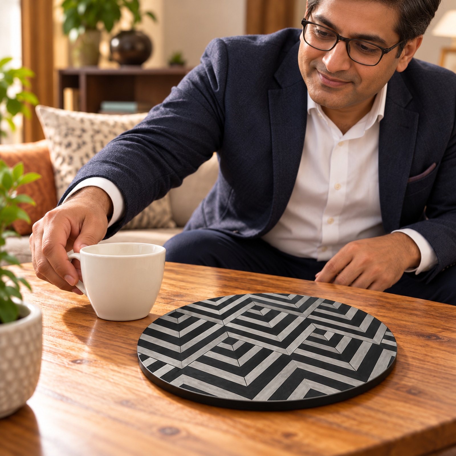 Click to zoom MDF Printed Trivets, Design 11, shown in use