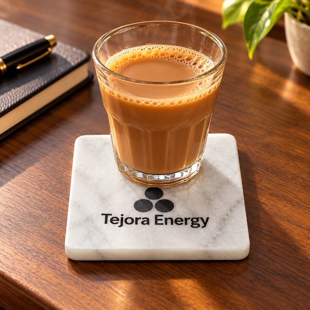 Marble Coaster, Design 3, shown in use
