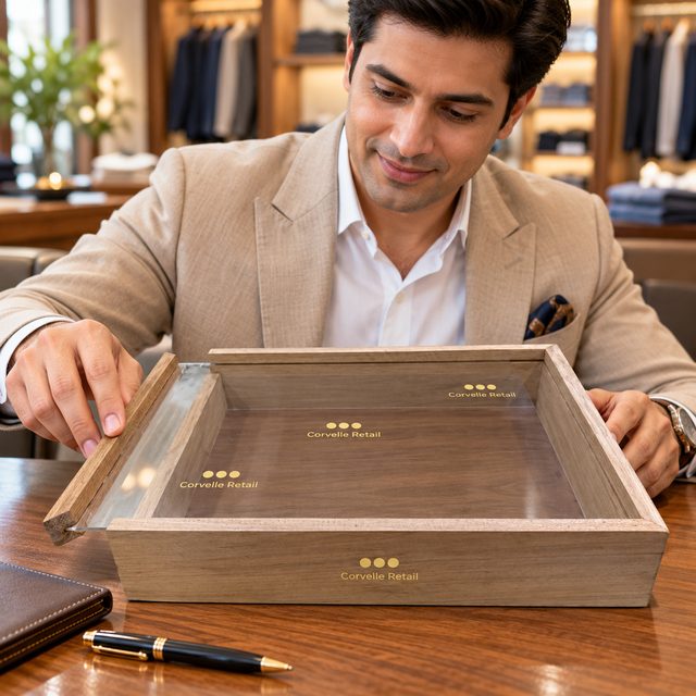 Sheesham Wood Box, shown in use