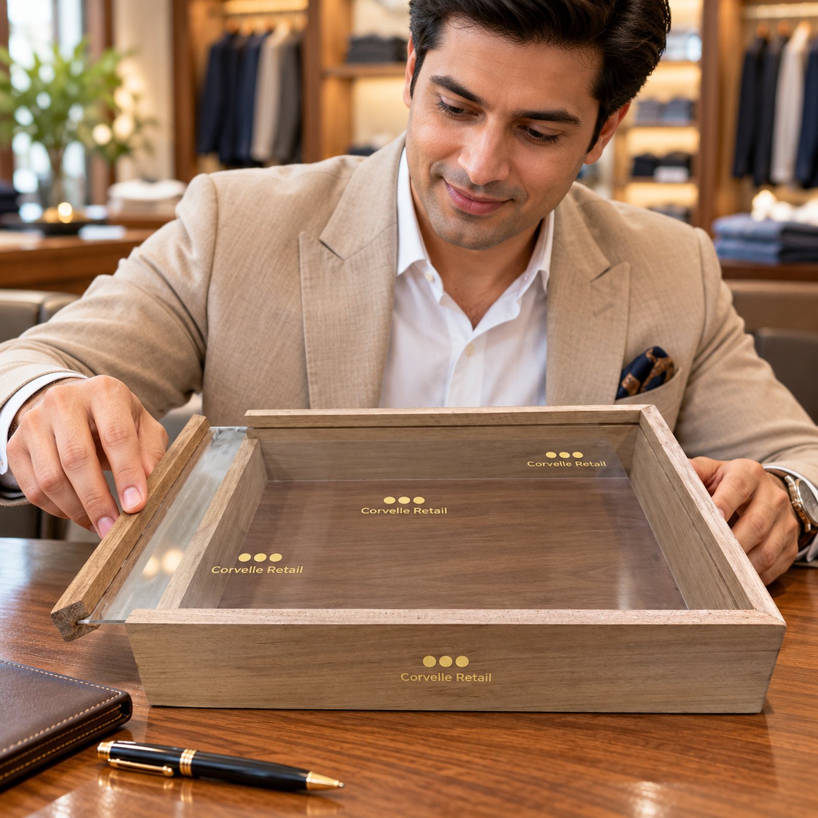 Click to zoom Sheesham Wood Box, shown in use