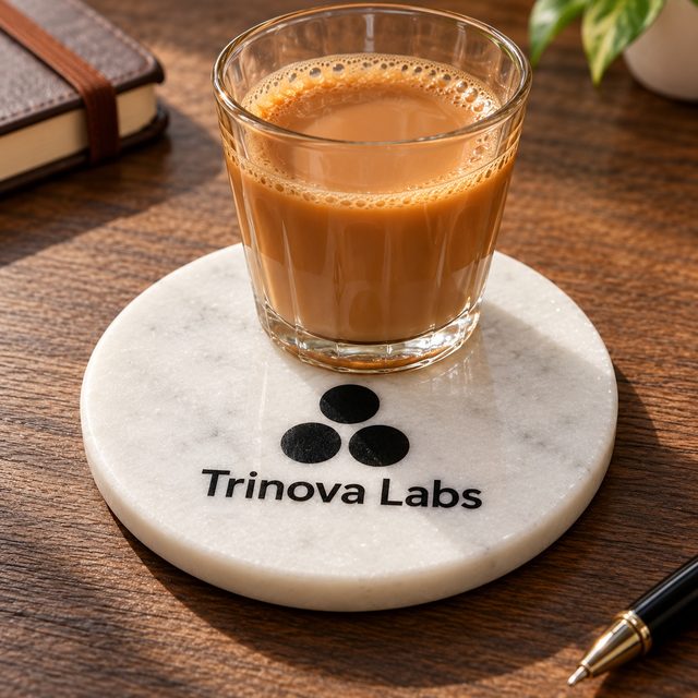 Marble Coaster, Design 4, shown in use