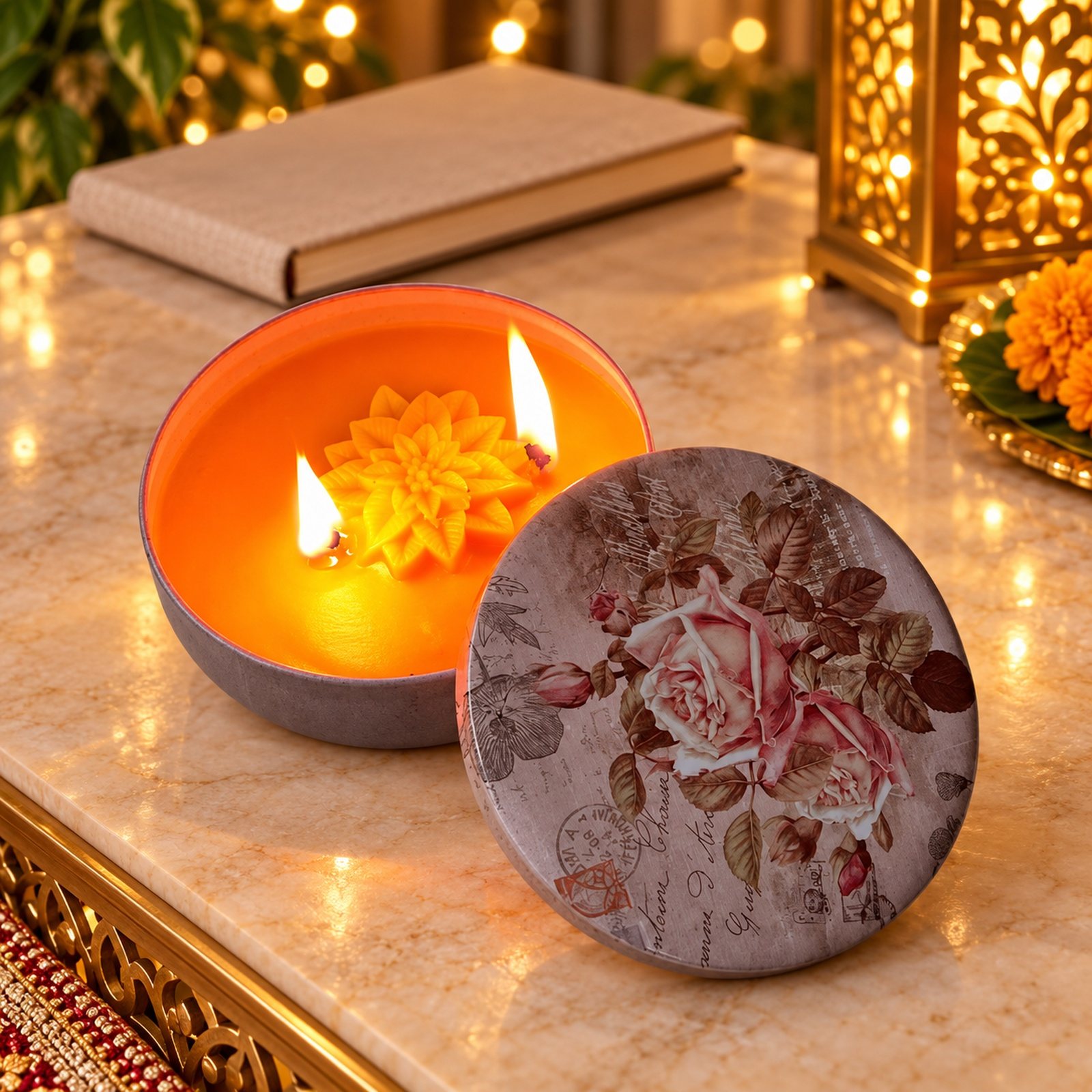 Click to zoom Coconut Wax Moonlit Candle Jar, shown in use