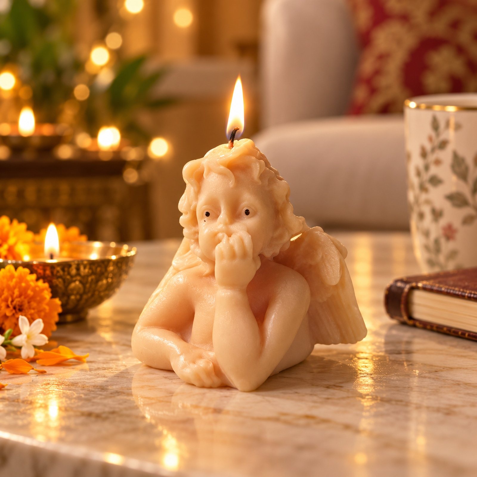 Click to zoom Soy Wax Cupid Candle, shown in use