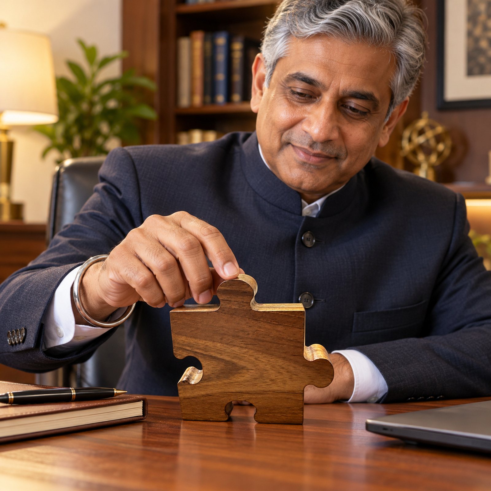 Click to zoom Wooden Puzzle-piece Desk Accessory, shown in use