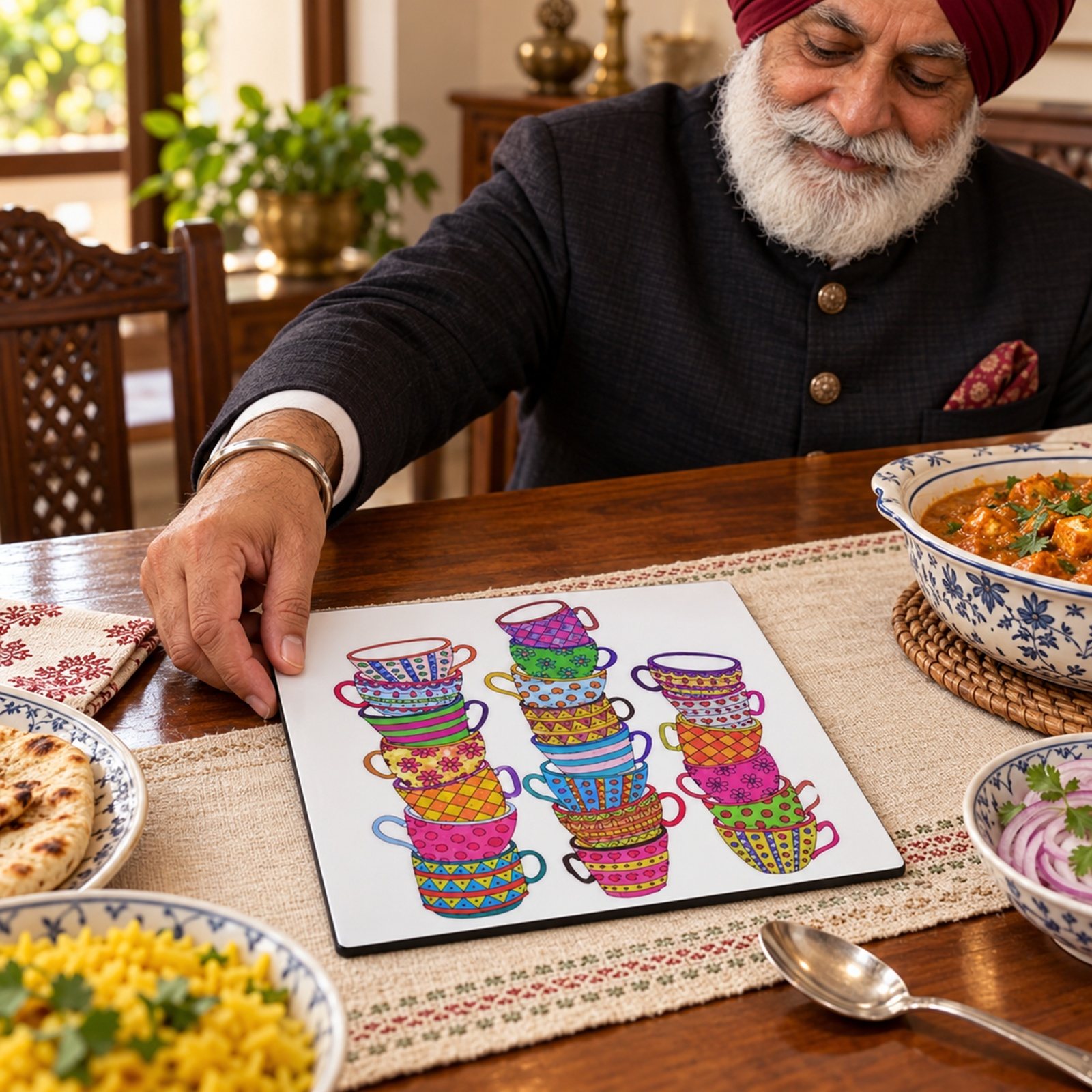Click to zoom MDF Printed Trivets, Square, shown in use