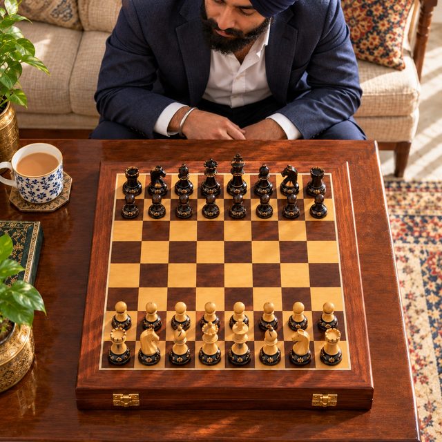 Chess, Floral, shown in use