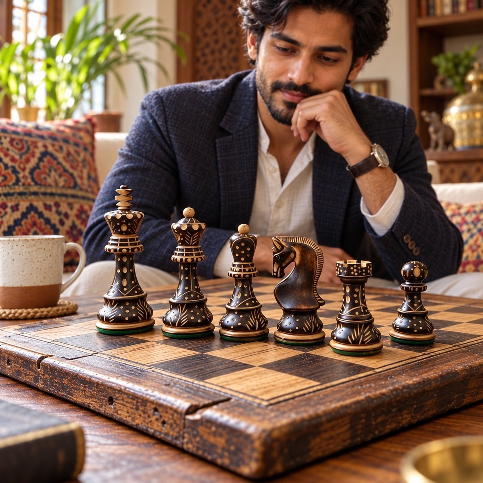 Chess, Rustic, shown in use