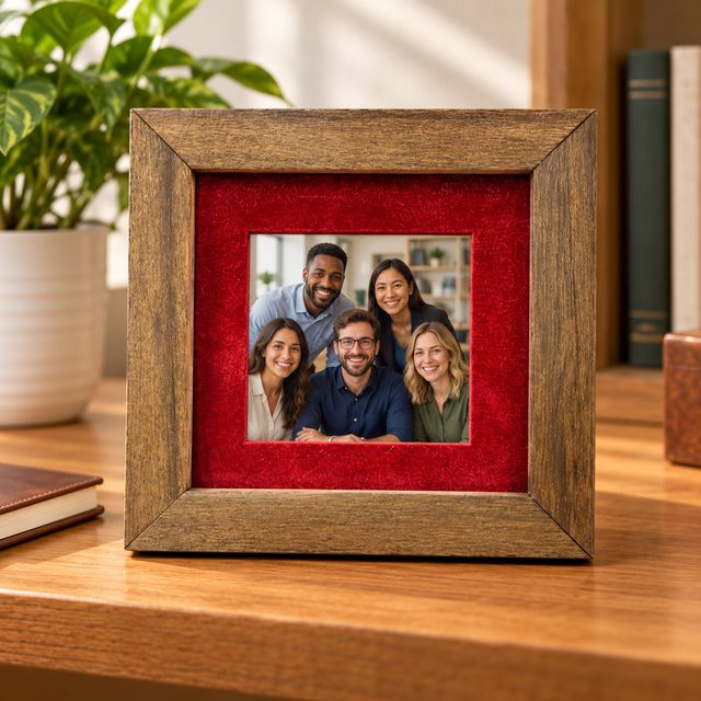 Wooden Photo Frame, Square, shown in use