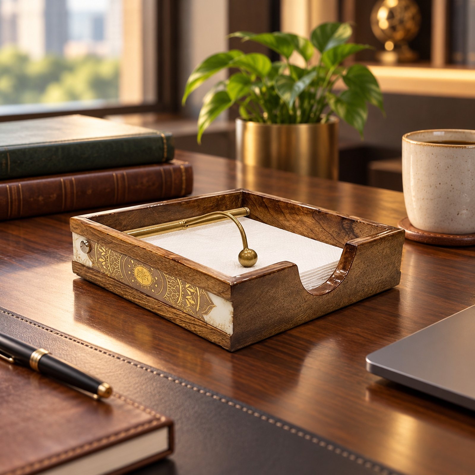 Click to zoom Wooden Napkin Paper Holder, shown in use
