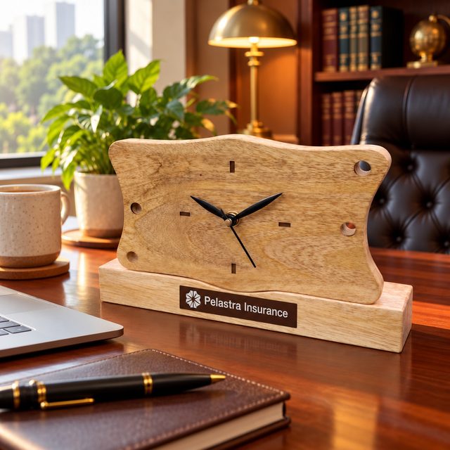 Wooden Table Top Clock, Rounded, shown in use