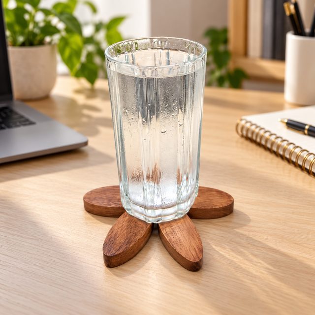 Push Down Flower Coaster, shown in use