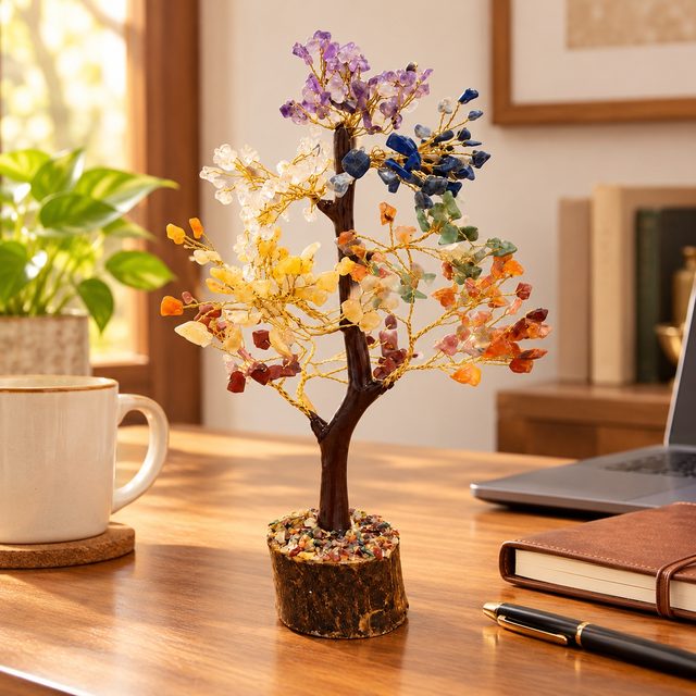 Semi Precious Agate Wish Tree, Light, shown in use