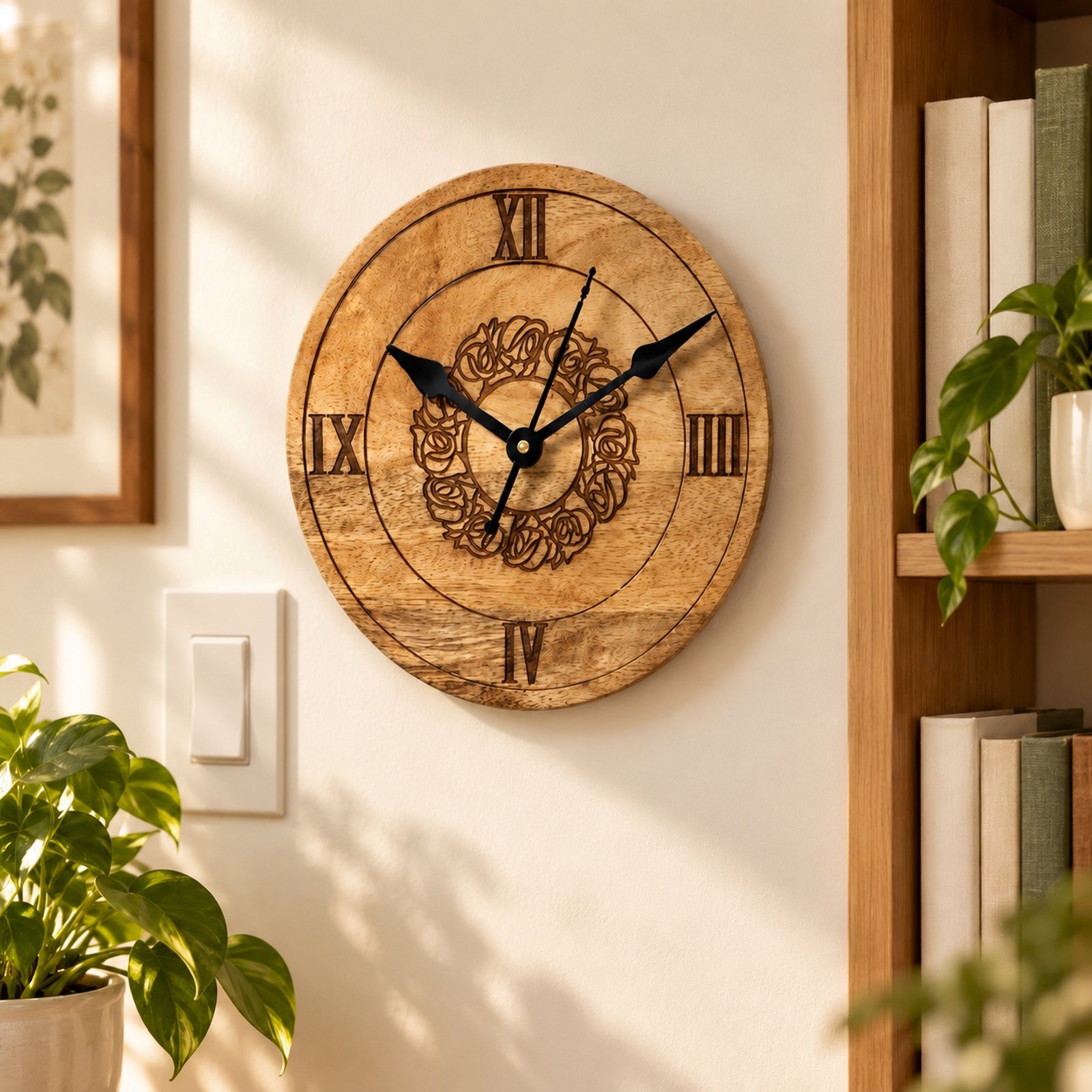 Click to zoom Natural Wood Clock, Design 2, shown in use