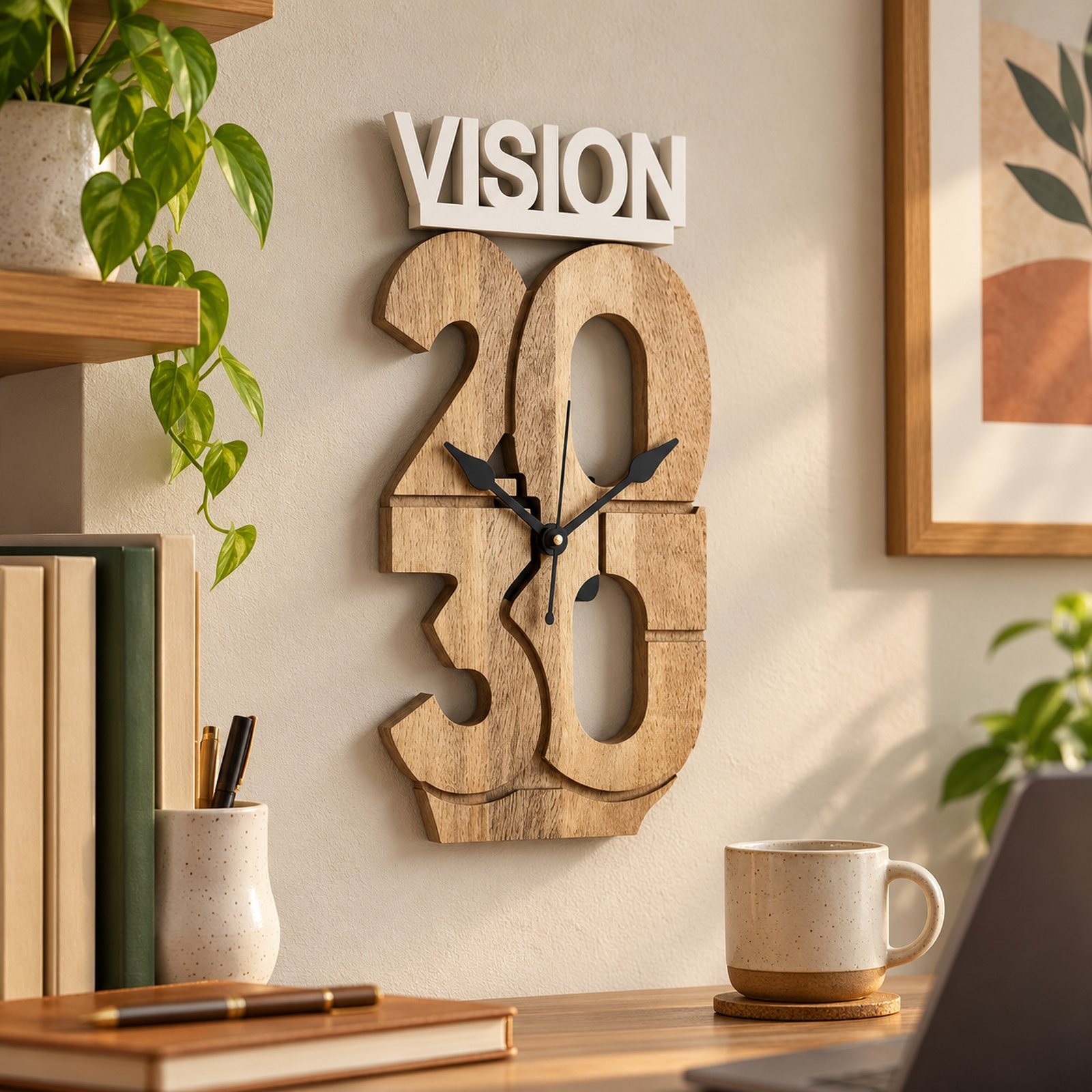 Click to zoom Wooden Wall Clock, Design 10, shown in use