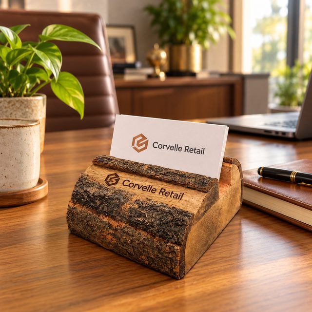 Bark Card Holder, shown in use