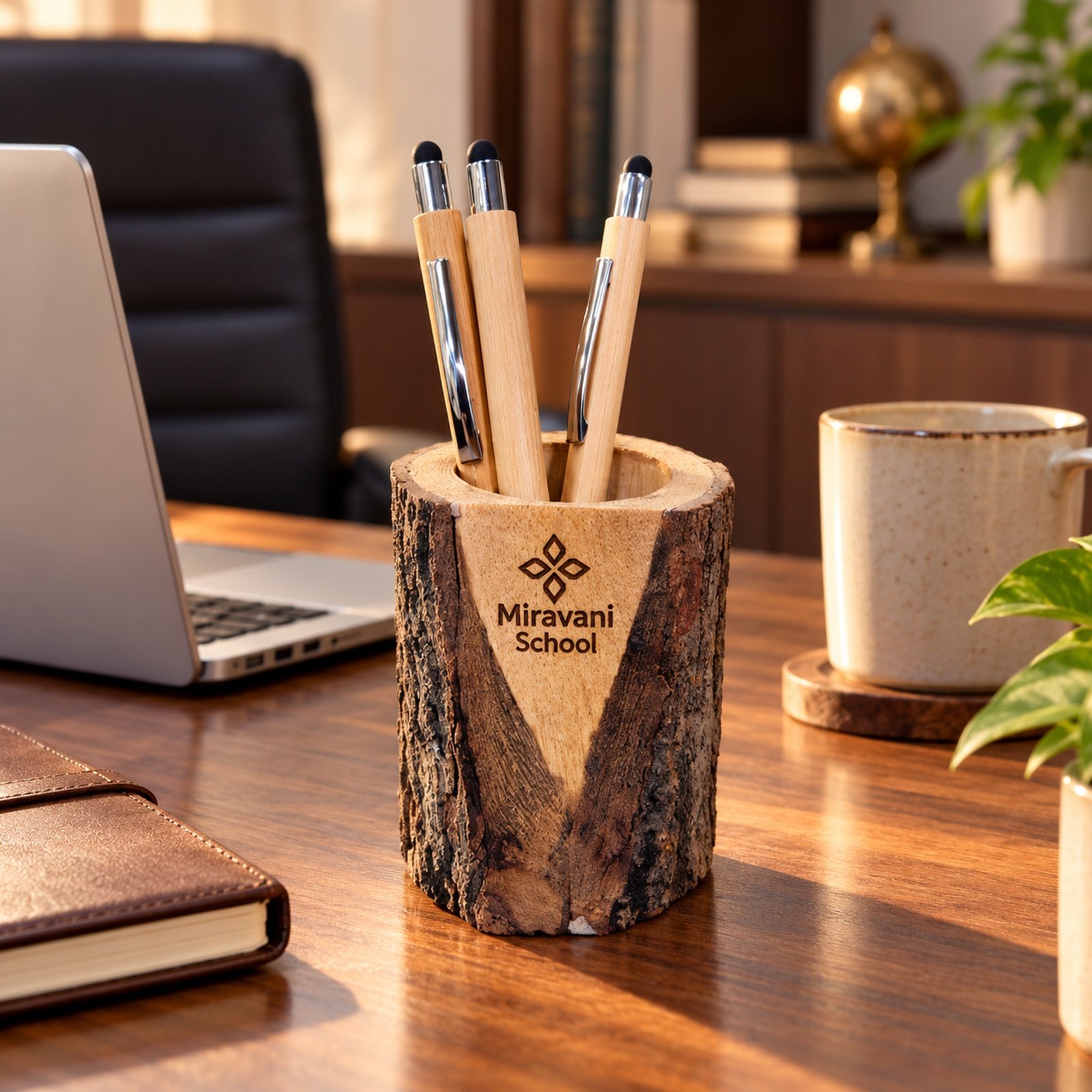 Click to zoom Bark Pen Stand, shown in use