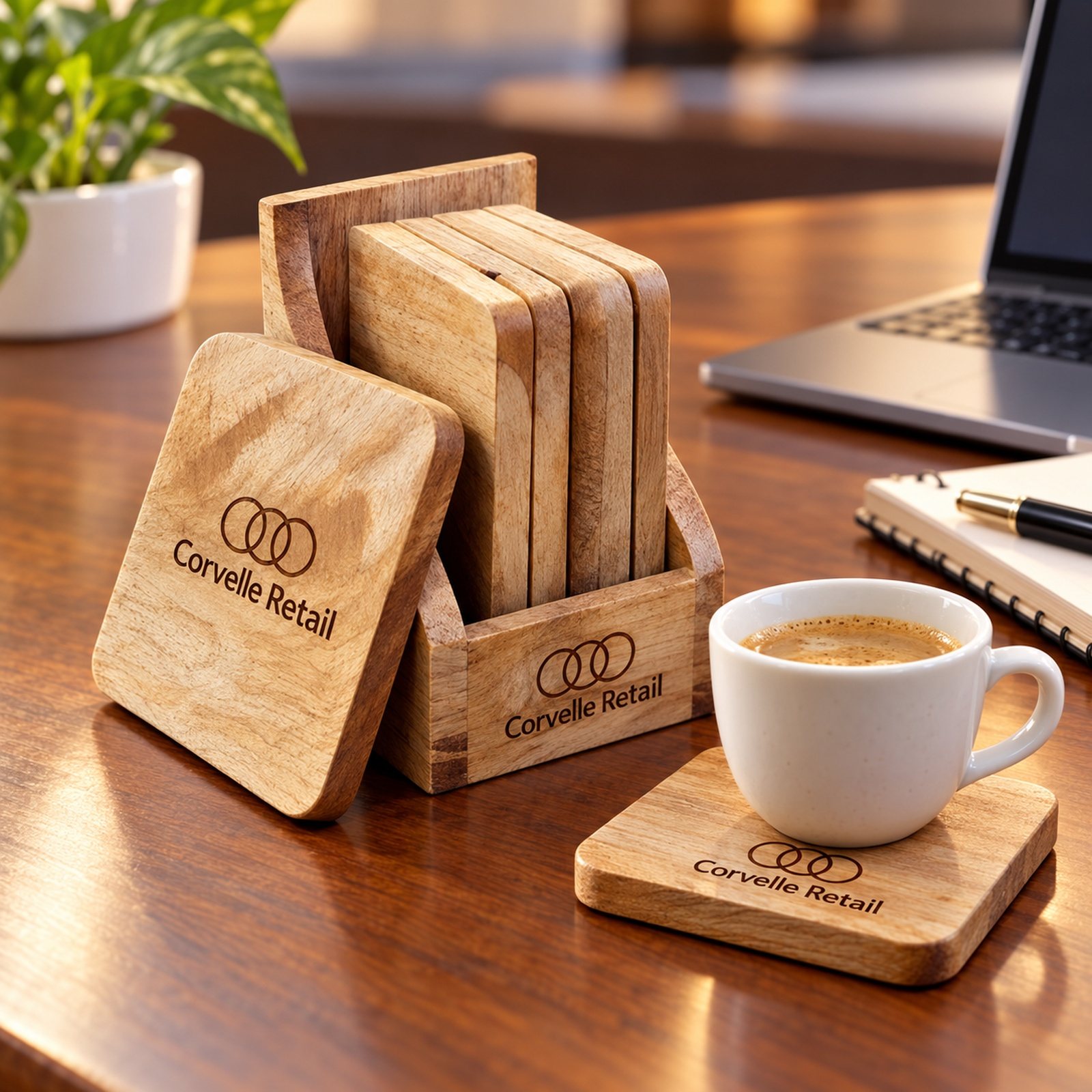 Click to zoom Top Caddy 6 Pcs Square Coaster, shown in use