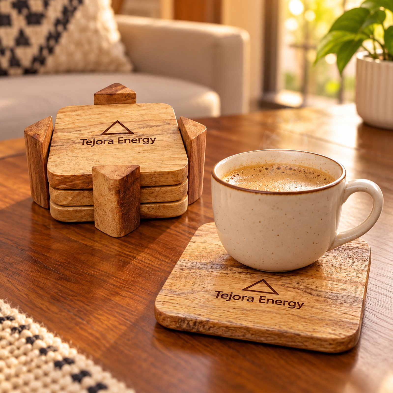 Click to zoom Star Caddy 4 Pcs Square Coaster, shown in use