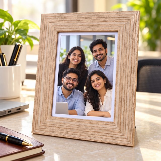 Wooden Photo Frame, Light, shown in use