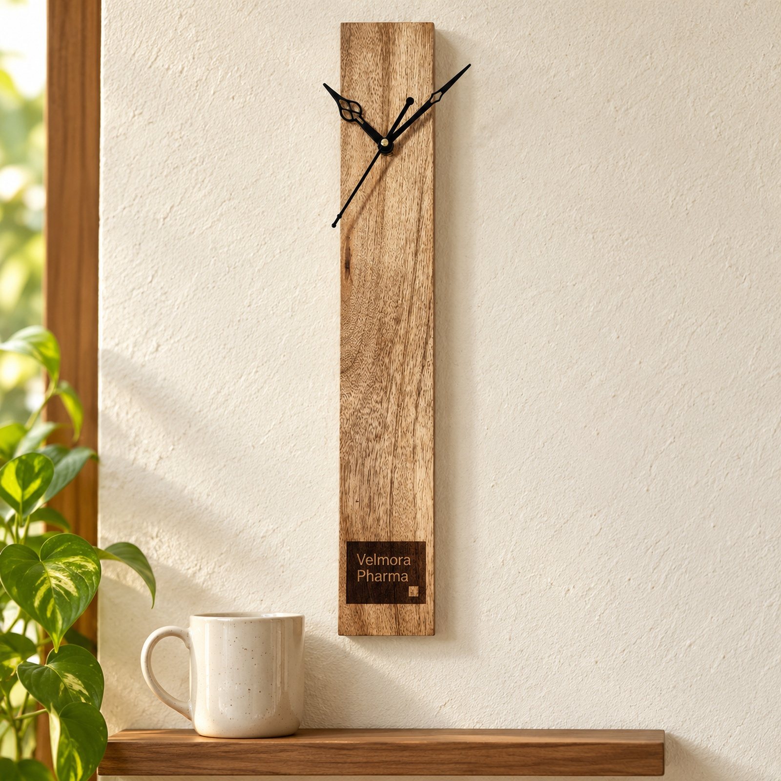 Wooden Wall Clock, Design 11, shown in use
