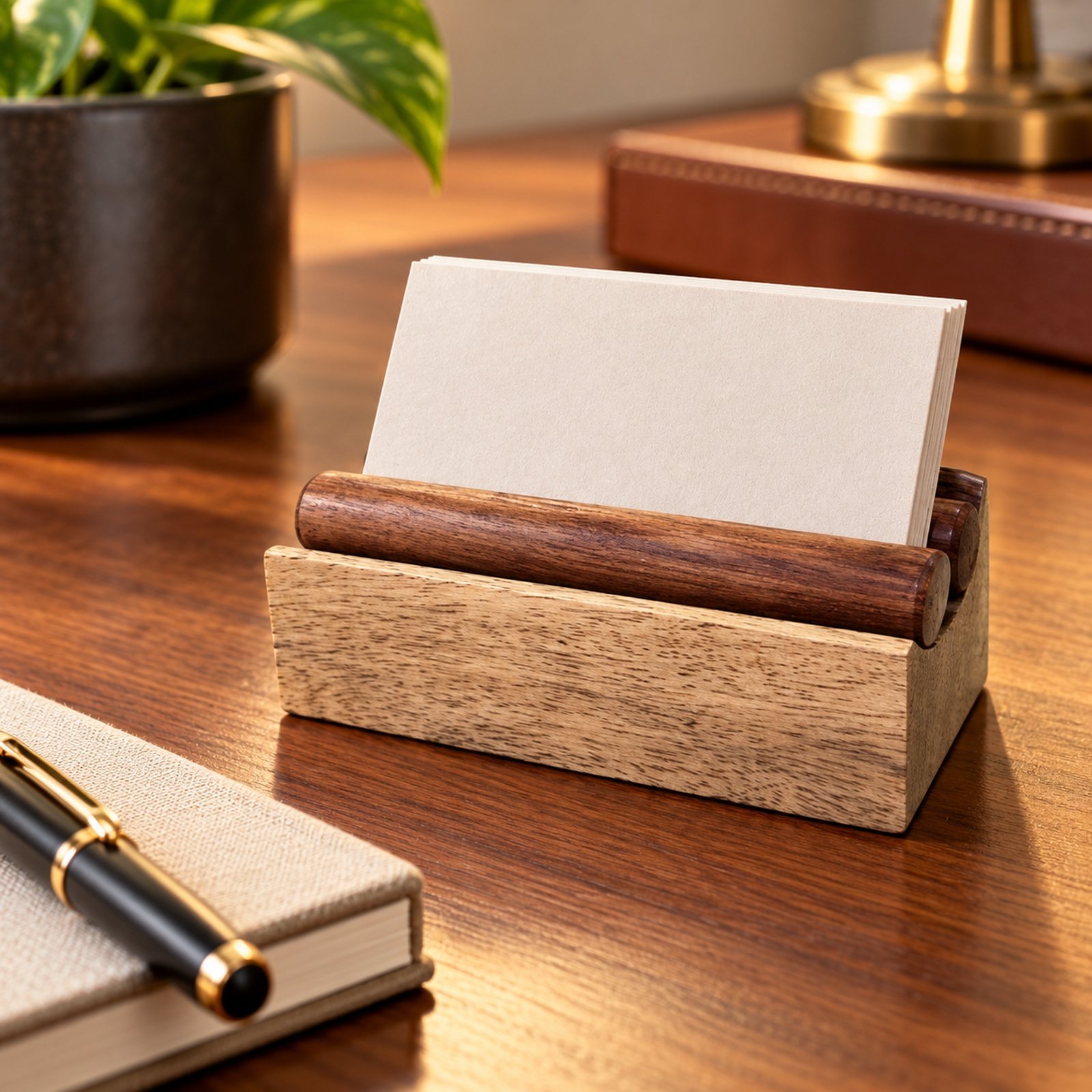 Click to zoom Wooden Card Holder, shown in use