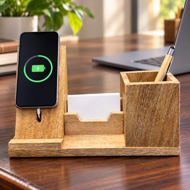 Magsafe Pen Stand Card Holder, shown in use