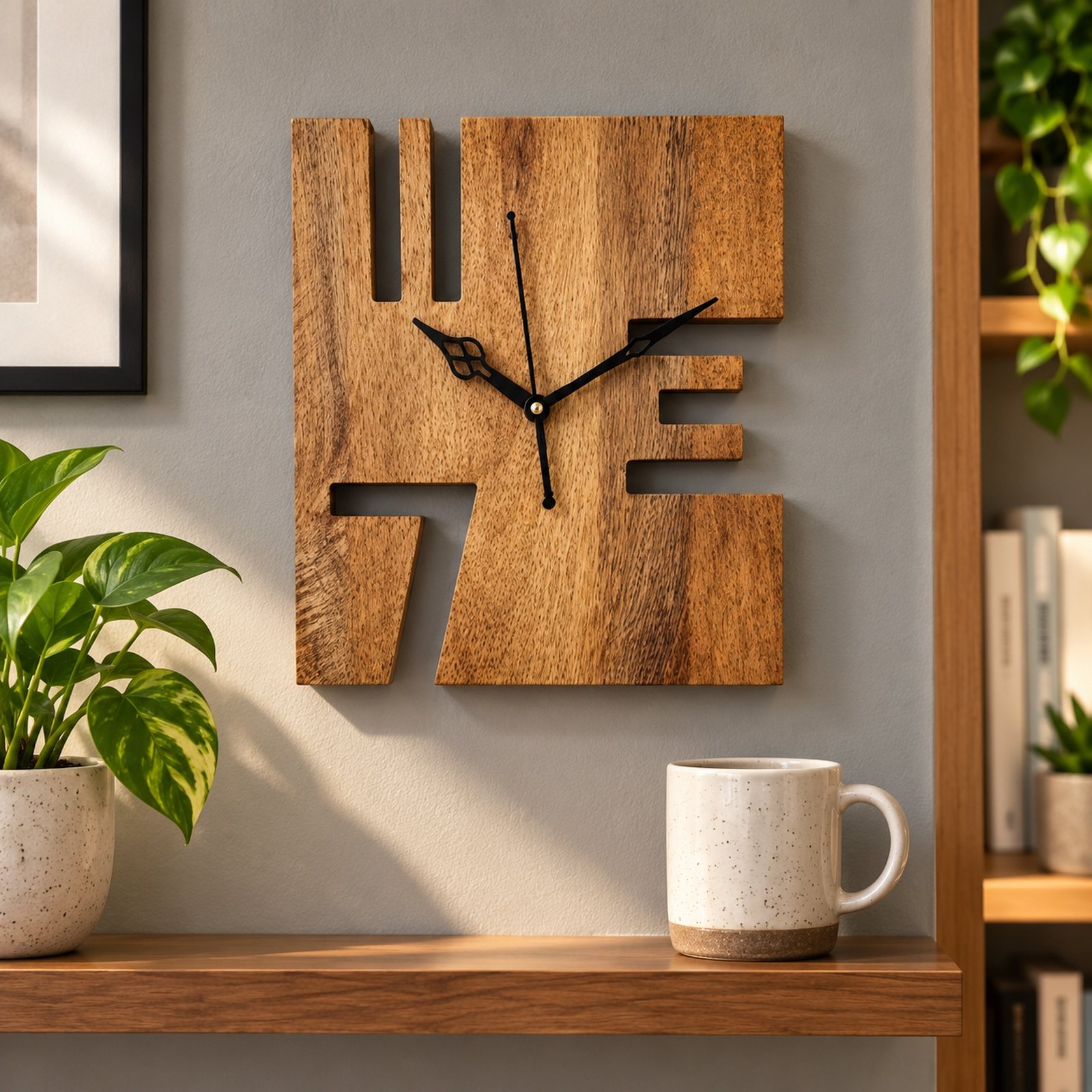 Click to zoom Wooden Wall Clock, Design 13, shown in use
