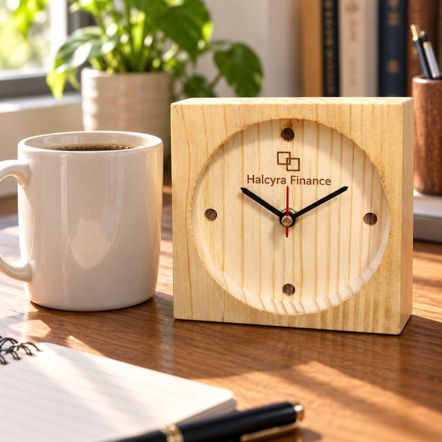 Wooden Table Top Clock, Design 6, shown in use