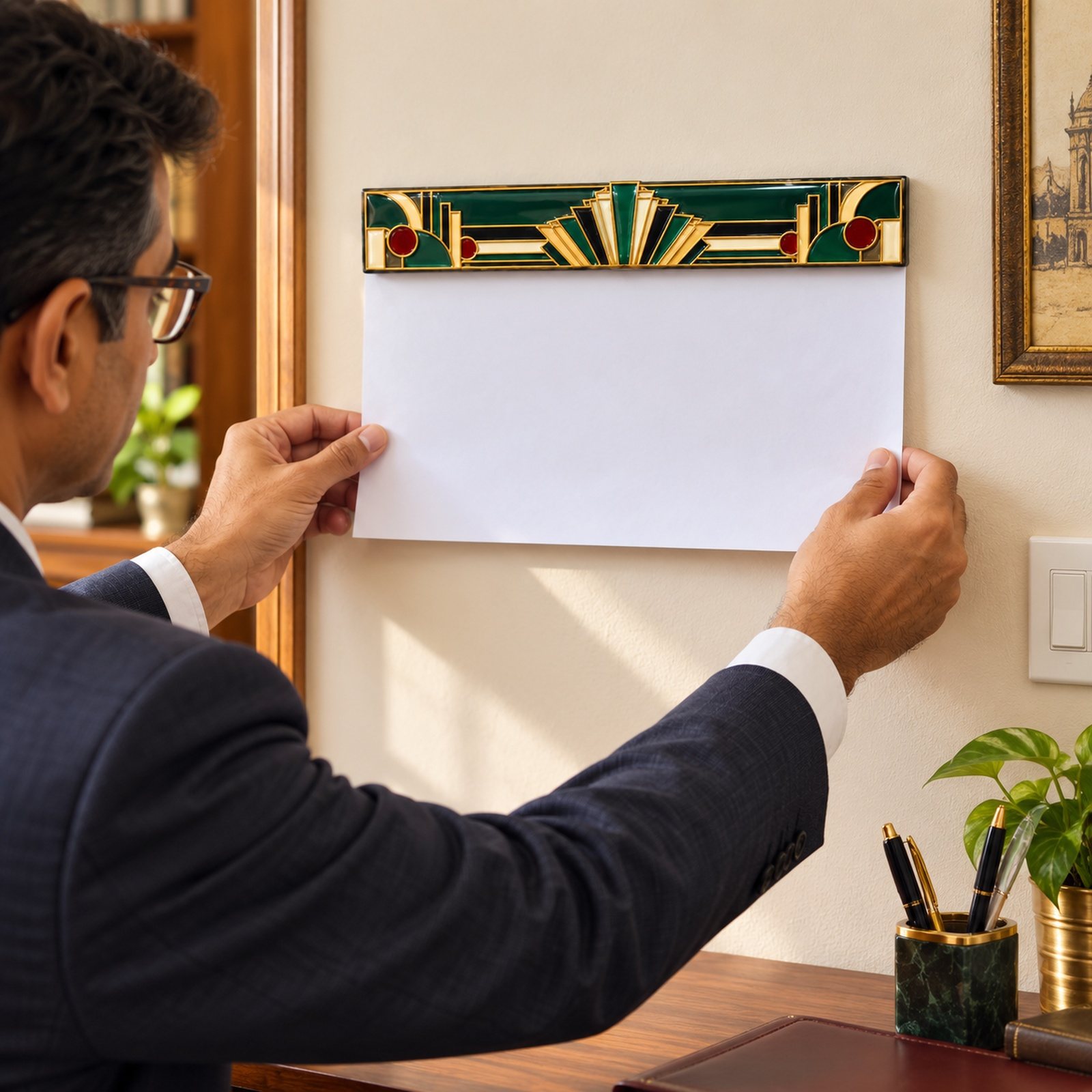 Click to zoom Paper Holder with Meena Print, shown in use