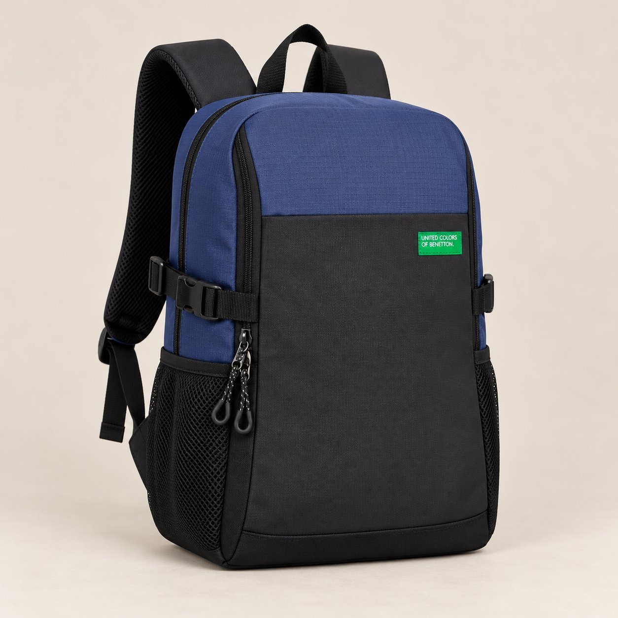 United Colors of Benetton Kaizen Laptop Backpack in Black + Navy, client gift
