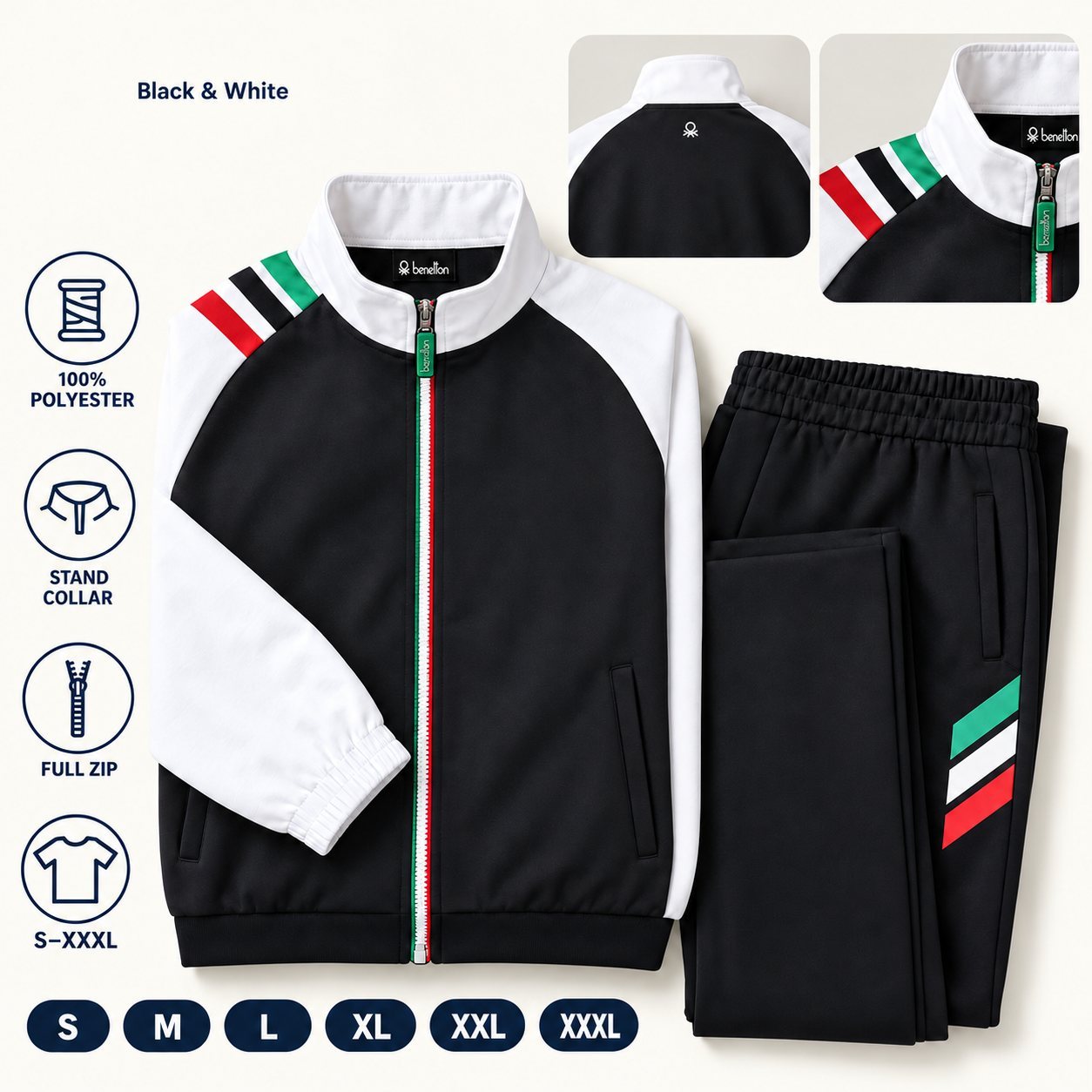 Click to zoom United Colors of Benetton Track Suit (colour block) in all 1 colours, 100% polyester, for sales team reward