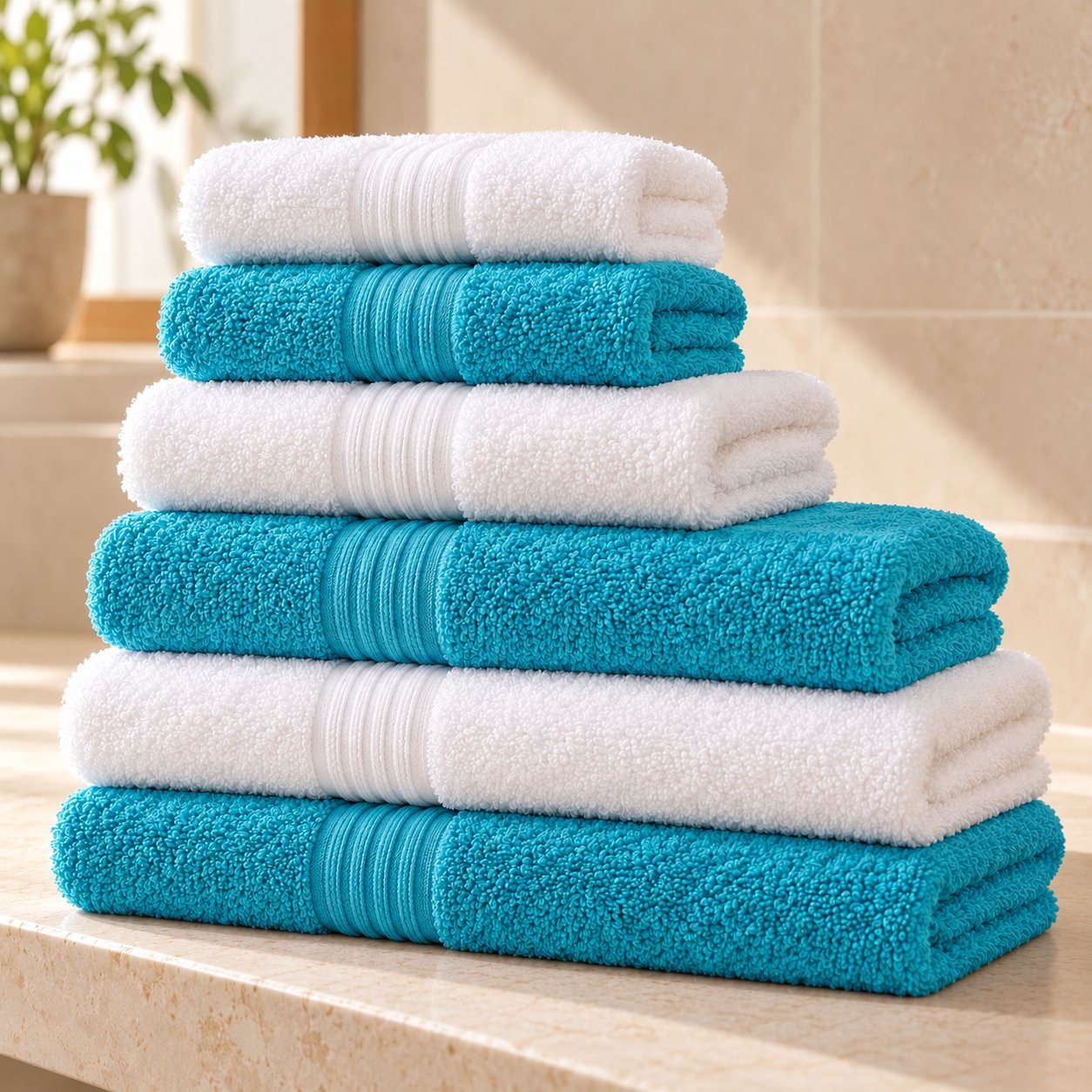 Click to zoom Welspun Bath Carnival 6 Pc Towel Set in Turquoise, bulk order with company logo