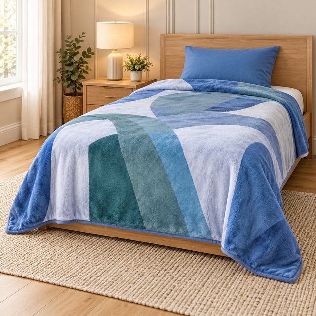 Welspun Mink Moment Single Bed Blanket in Abstract Blue, sales team reward