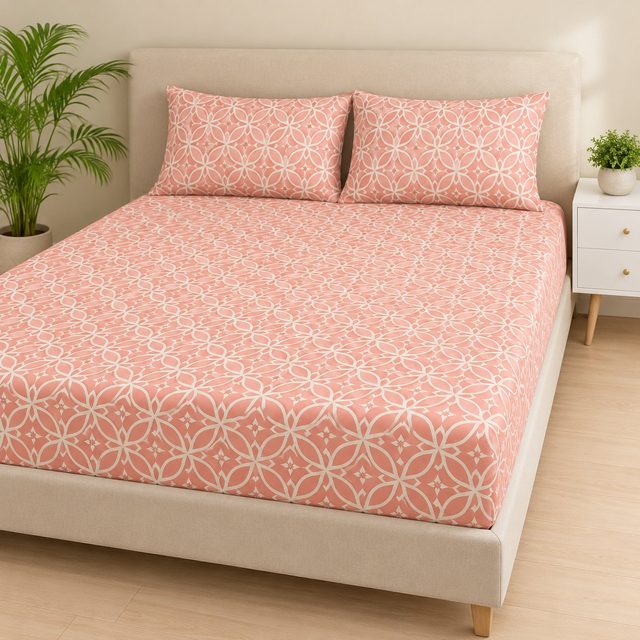 Welspun Neo Fit Fitted Double Bedsheet Set in Geo Multi, corporate gifting