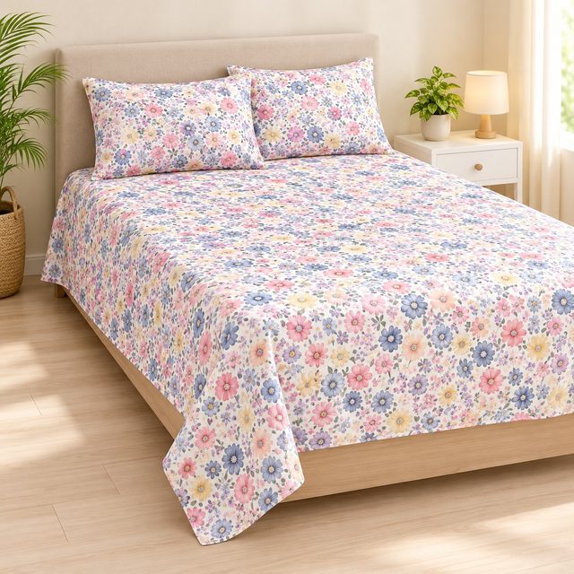 Welspun Ultima Single Bedsheet Set in Multi Floral, annual day gift